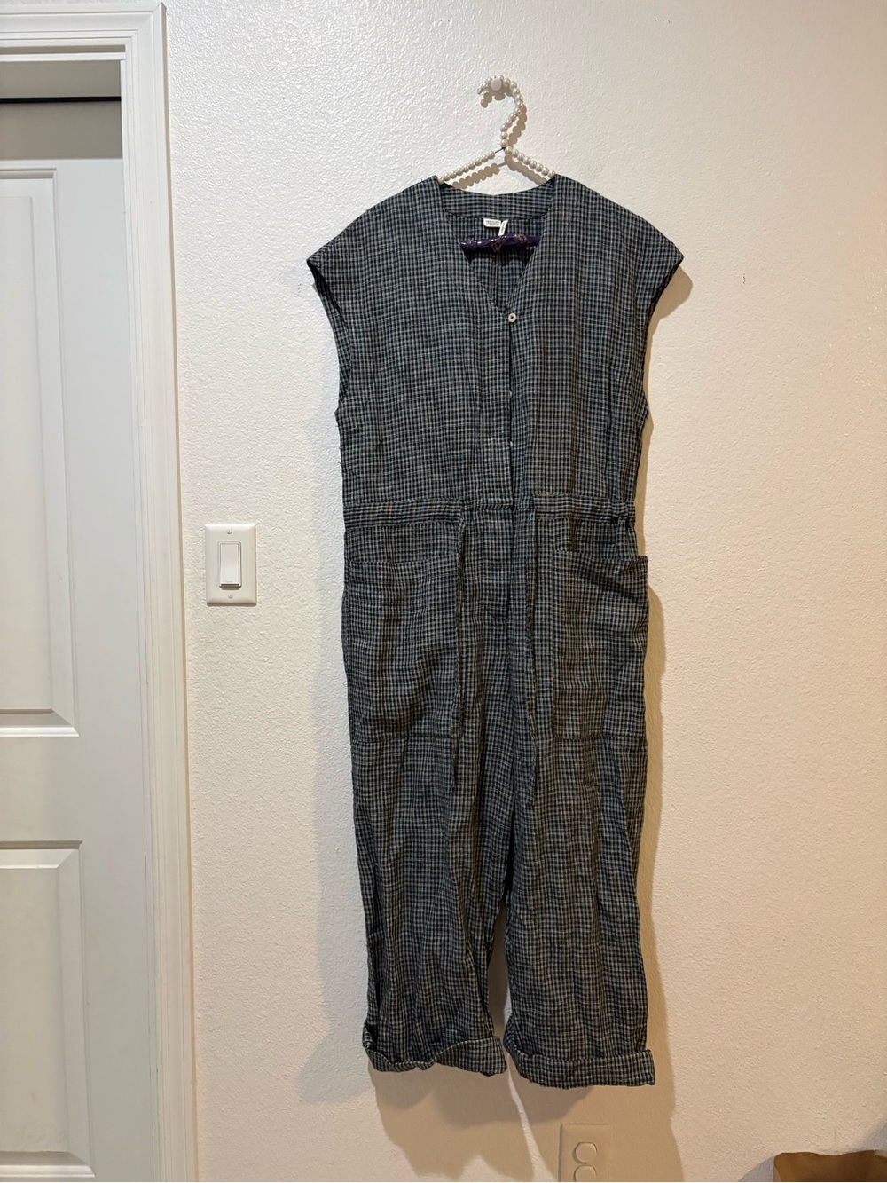 TOAST Small Blue Chekered Plais Jumpsuit 100 Linen